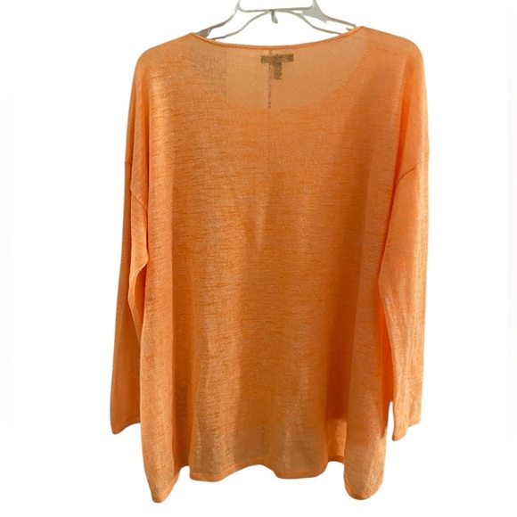 Eileen Fisher linen blend knit crewneck top oversized heather orange Large - Picture 2 of 9